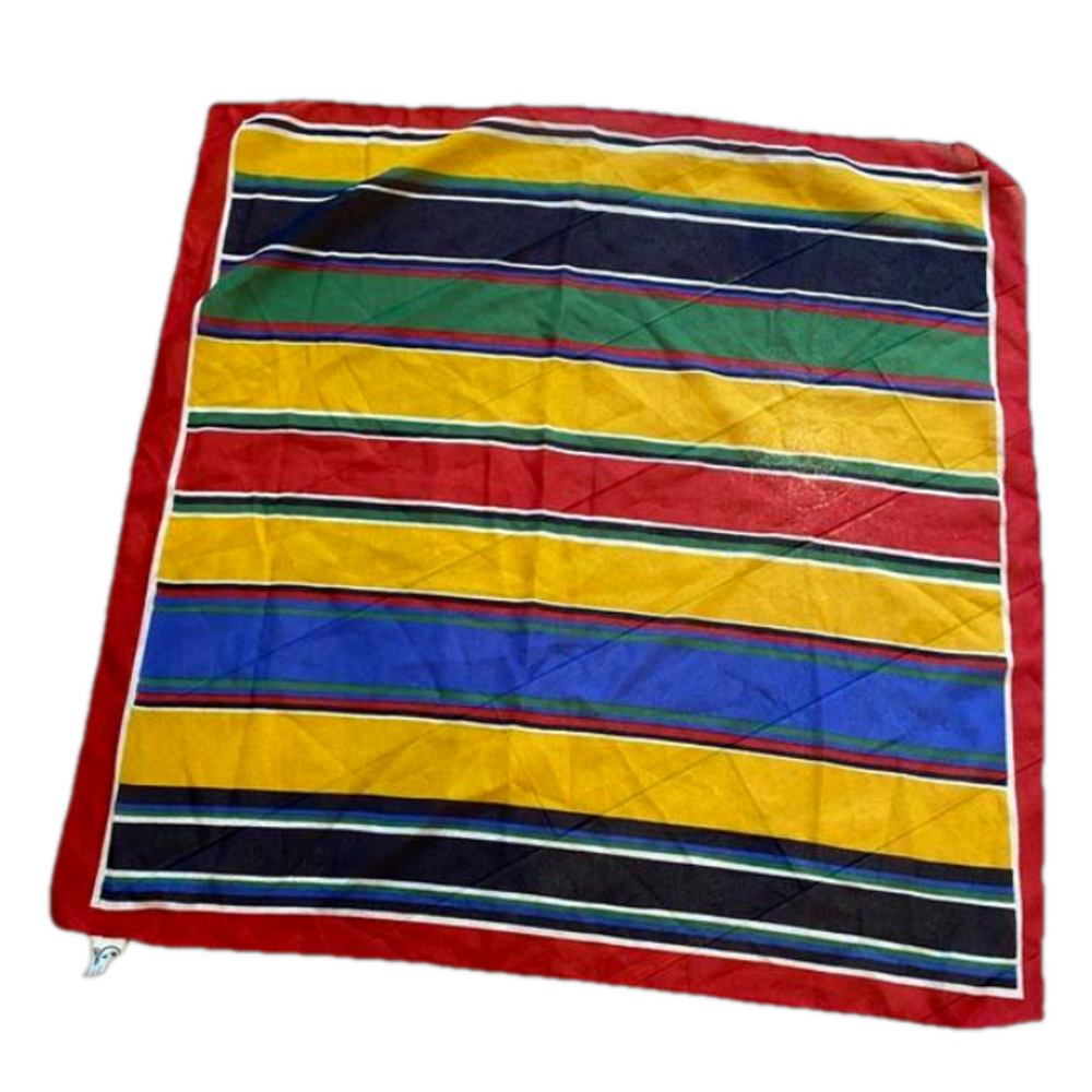 Careta 100% polyester bright striped scarf made in Italy 22.5” square purse tie